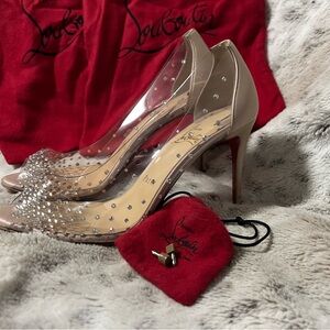 Christian Louboutin Degrastrass 100 Clear Nude Calf Leather Luxury